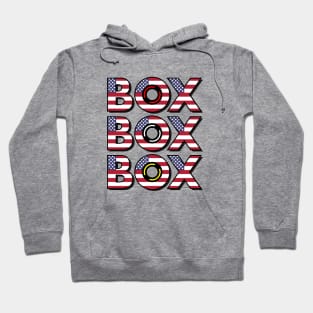 "Box Box Box" F1 Tyre Compound American Flag Design Hoodie